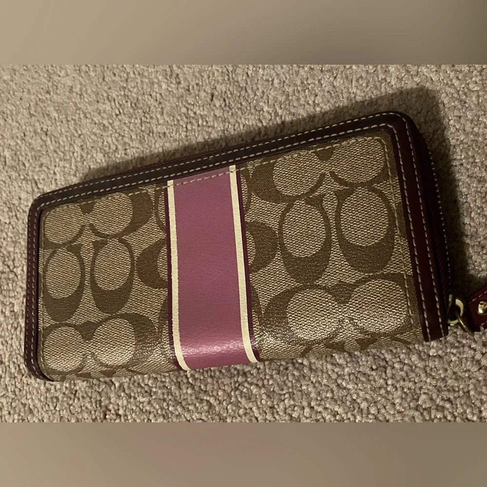 Coach Signature Wallet with Purple and Brown Accents - Picture 2 of 4